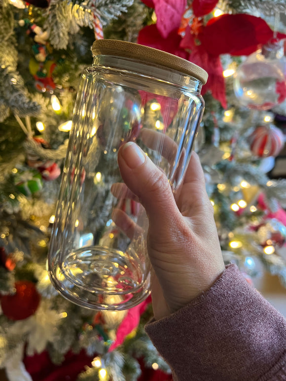 Custom glitter 16oz glass snowglobe