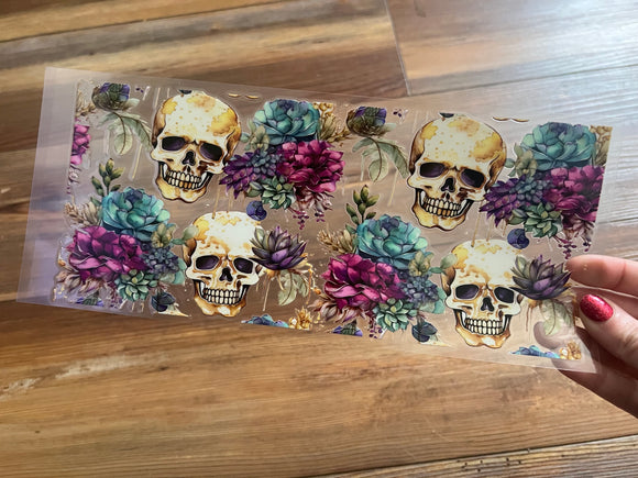 Purple flower skull wrapped cup