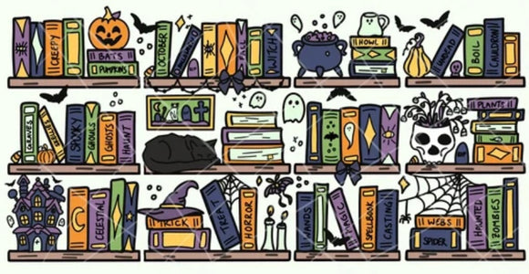 Spooky book shelves wrap for sale