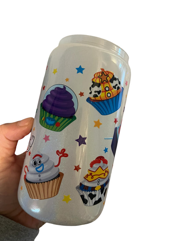 Story about toys white glass 16oz cup