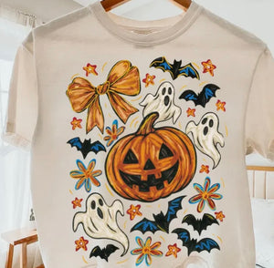 Pumpkin, ghosts, and bats print for sale