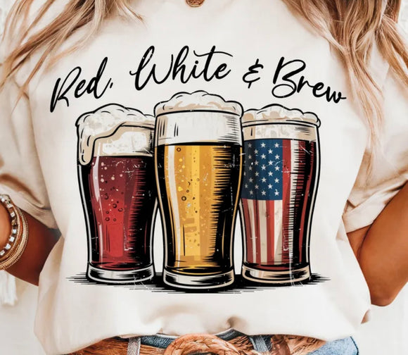 Red white and brew print for sale