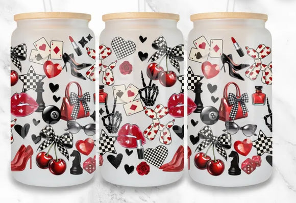 Red and black (must also add a cup)