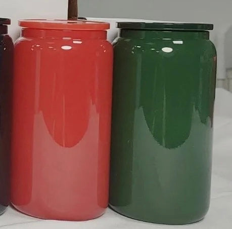 Christmas colored 16oz glass cups