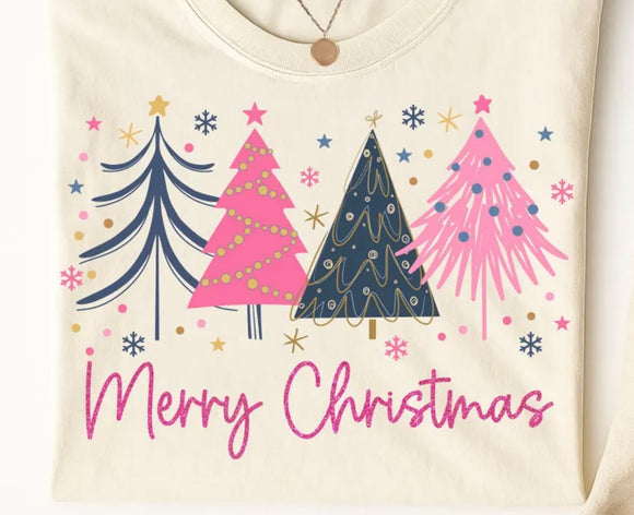 Navy and pink Christmas print for sale