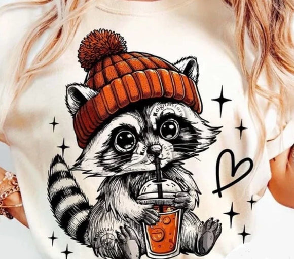 Fall raccoon print for sale
