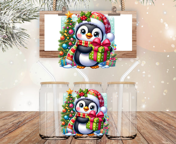 Christmas penguin decal  (must also add a cup)