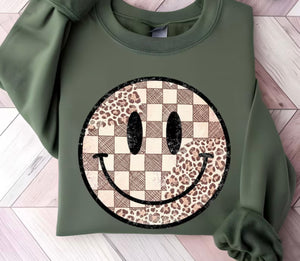 Neutral colored smiley print for sale