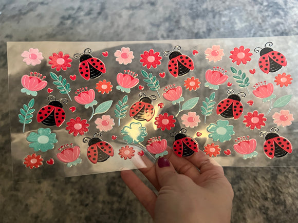 Ladybugs and flowers (must also add a cup)