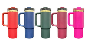 30oz gold plated stainless steel tumbler with straw