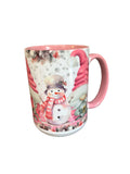 Christmas gnome pink mug