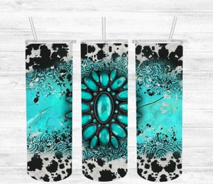 Teal  cowhide 20oz tumbler