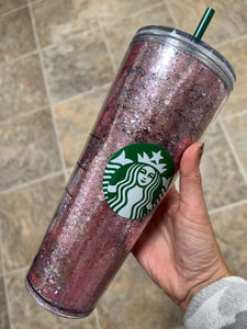 Rose gold glitter cup