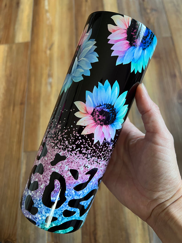 Wallen Sunflower and Leopard Tumbler – Sweet Customs By Hannah