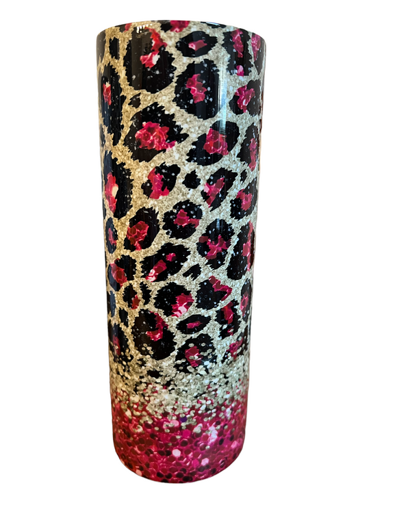 Pink black leopard tumbler