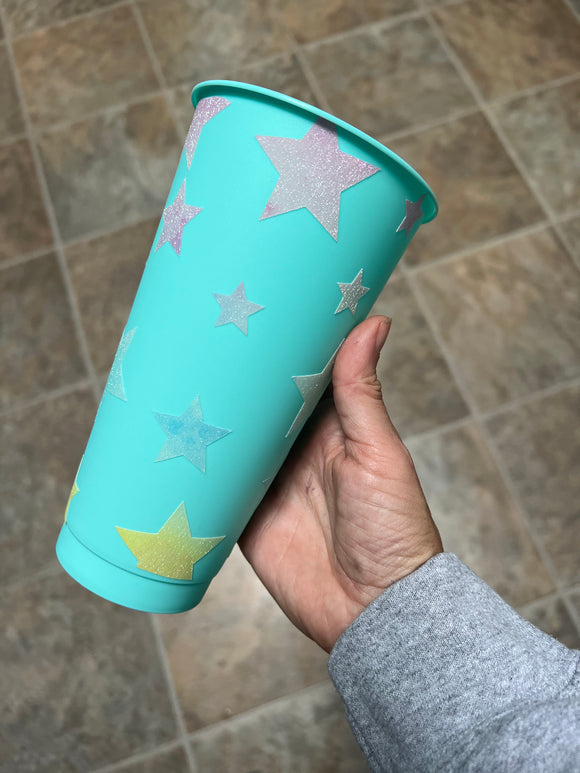 No hole glitter star cup