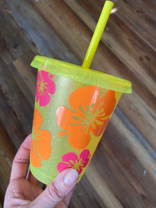 16oz yellow flower cup