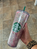 Pink gold silver glitter cup