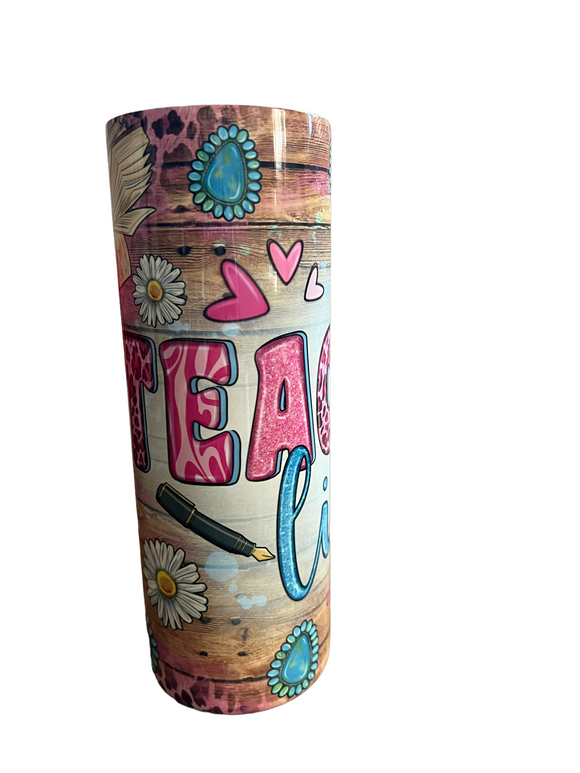 Teacher life pink tumbler