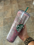 Pink gold silver glitter cup