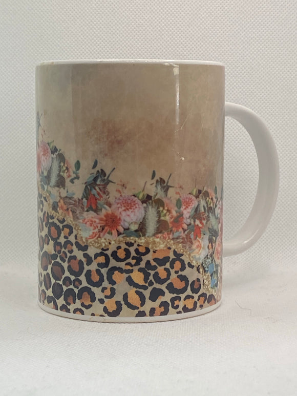 Floral leopard mug