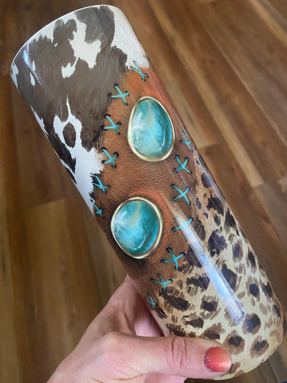 Cowhide leopard tumbler